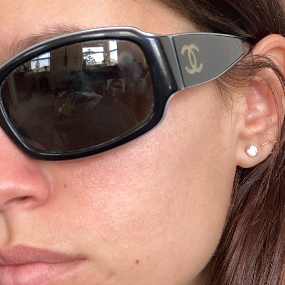 CHANEL Black Sunglasses with Gold Accents